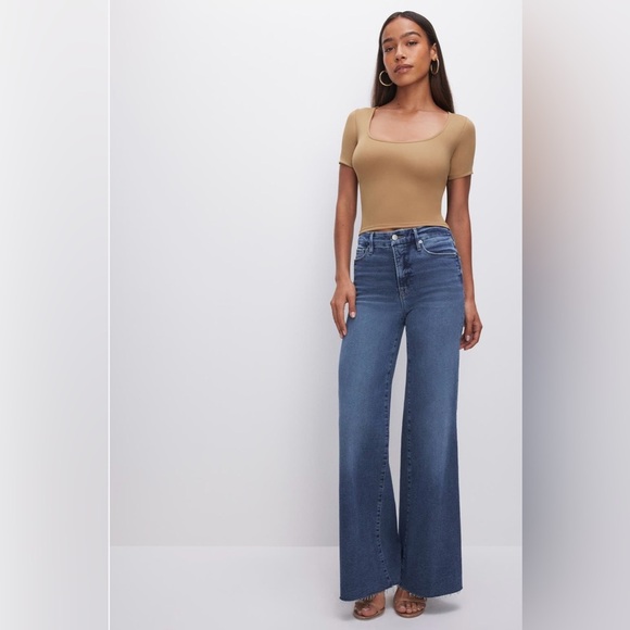 NWT Good American Women's Scoop Neck Crop Scuba Knit T-Shirt - Picture 10 of 15